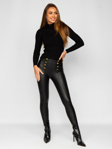 Leggings in similpelle da donna neri Bolf J52958