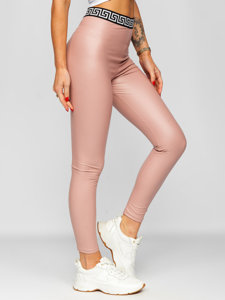 Leggings in similpelle da donna rosa Bolf MY16572