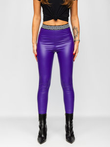 Leggings in similpelle da donna viola Bolf MY16572