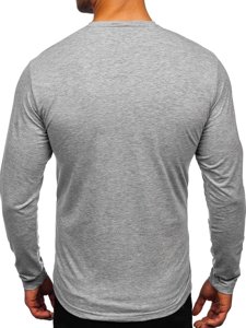 Longsleeve a scollo V senza stampa da uomo grigio Bolf 172008