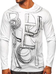 Longsleeve con stampa da uomo bianca Bolf 146743