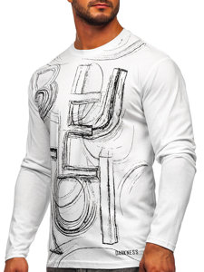 Longsleeve con stampa da uomo bianca Bolf 146743