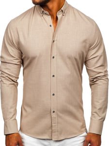 Longsleeve di cotone a maniche lunghe da uomo beige Bolf 20701