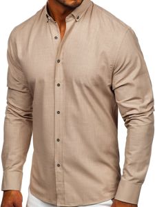 Longsleeve di cotone a maniche lunghe da uomo beige Bolf 20701