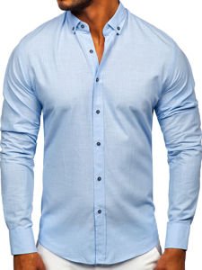 Longsleeve di cotone a maniche lunghe da uomo celeste Bolf 20701