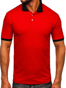 Maglietta polo da uomo rosso-nera Bolf 0003