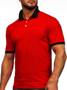 Maglietta polo da uomo rosso-nera Bolf 0003