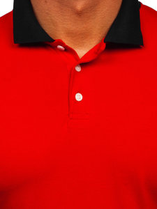 Maglietta polo da uomo rosso-nera Bolf 0003