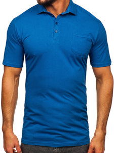 Maglietta polo in cotone da uomo azzurra Bolf 143006