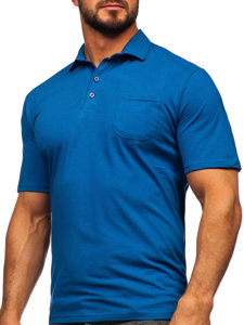 Maglietta polo in cotone da uomo azzurra Bolf 143006