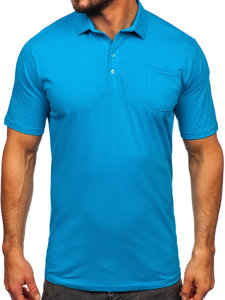 Maglietta polo in cotone da uomo turchese Bolf 143006