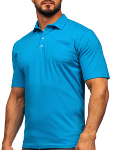 Maglietta polo in cotone da uomo turchese Bolf 143006