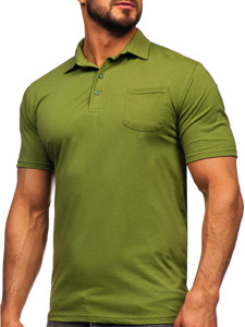 Maglietta polo in cotone da uomo verde Bolf 143006