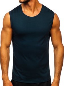 Maglietta tank top senza stampa blu Bolf 99001