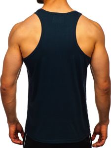 Maglietta tank top senza stampa blu Bolf 99002