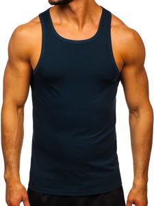 Maglietta tank top senza stampa blu Bolf 99003