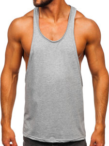 Maglietta tank top senza stampa da uomo grigia Bolf 1245