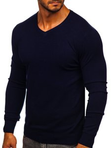 Maglione a scollo V da uomo blu Bolf YY03