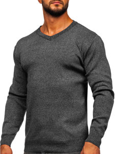 Maglione basic con scollo a V da uomo antracite Bolf S8530