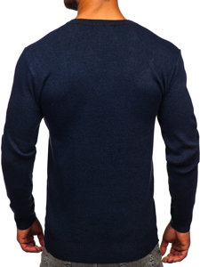 Maglione basic con scollo a V da uomo blu Bolf S8530