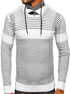 Maglione con colletto rialzato da uomo bianco Bolf 1038