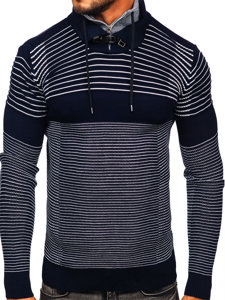 Maglione con colletto rialzato da uomo blu Bolf 1038