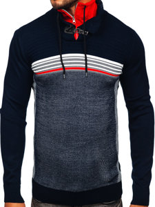 Maglione con colletto rialzato da uomo blu Bolf 1051