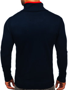 Maglione con colletto rialzato da uomo blu Bolf 1051