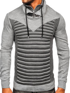 Maglione con colletto rialzato da uomo grigio Bolf 1008