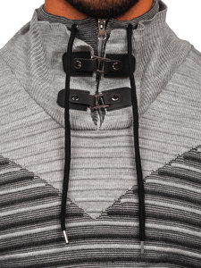 Maglione con colletto rialzato da uomo grigio Bolf 1008