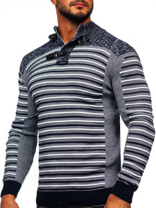 Maglione con collo alto da uomo blu Bolf 1028