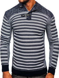 Maglione con collo alto da uomo blu Bolf 1028