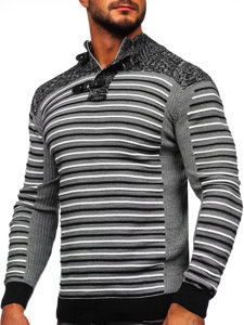 Maglione con collo alto da uomo nero Bolf 1028