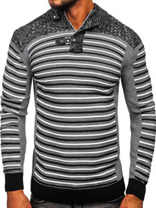 Maglione con collo alto da uomo nero Bolf 1028