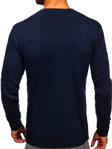 Maglione con scollo a V basic da uomo blu Bolf S8533