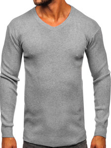 Maglione con scollo a V basic da uomo grigio Bolf S8533