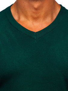 Maglione con scollo a V basic da uomo verde Bolf S8533