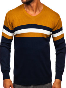 Maglione con scollo a V da uomo camello Bolf S8535