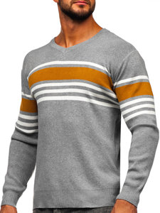 Maglione con scollo a V da uomo grigio Bolf S8536