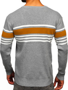 Maglione con scollo a V da uomo grigio Bolf S8536