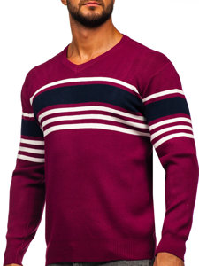 Maglione con scollo a V da uomo viola Bolf S8536