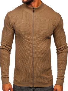 Maglione in cotone con zip da uomo camello Bolf W6-18089