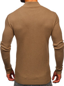 Maglione in cotone con zip da uomo camello Bolf W6-18089