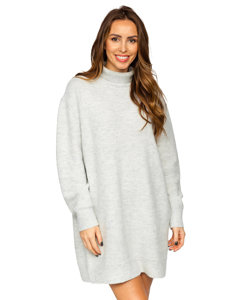 Maglione lungo tipo dolcevita oversize da donna grigio Bolf J51882