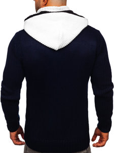 Maglione pesante a zip con cappuccio da uomo blu giacca Bolf 2047