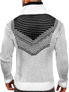 Maglione pesante con collo alto da uomo bianco Bolf 2027