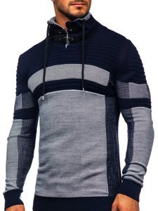 Maglione pesante con collo alto da uomo blu Bolf 1053