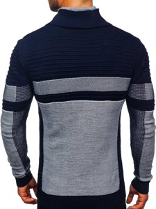 Maglione pesante con collo alto da uomo blu Bolf 1053