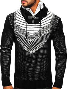 Maglione pesante con collo alto da uomo nero Bolf 2027