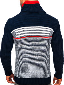 Maglione pessante con colletto rialzato da uomo blu-rosso Bolf 2026